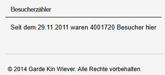 Die Homepage der „Kin Wiever – Berittene Garde zu Fuß“ hat seit heute über 4 Millionen Zugriffe gehabt. Natürlich ist uns bewusst, dass dabei auch viele (technische) Zugriffe durch „Bots“ [&hellip;]